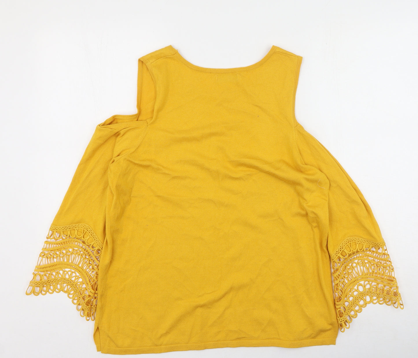 Soon Womens Yellow Round Neck  Viscose Pullover Jumper Size 16