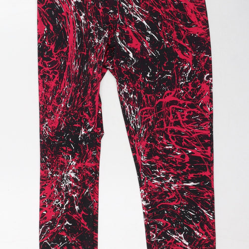 Marks and Spencer Womens Pink Spotted Polyester Cropped Leggings Size 12 L22.5 in Regular Pullover