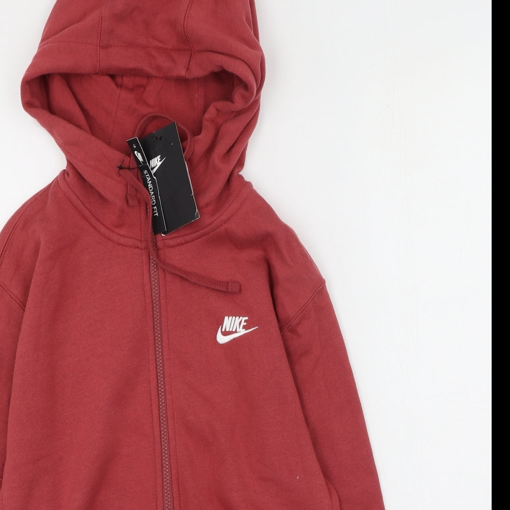 Nike Mens Red Round Neck  Cotton Full Zip Jumper Size XS