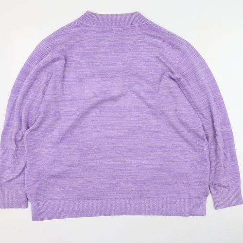 Do & Bh Womens Purple V-Neck  Cotton Pullover Jumper Size 2XL