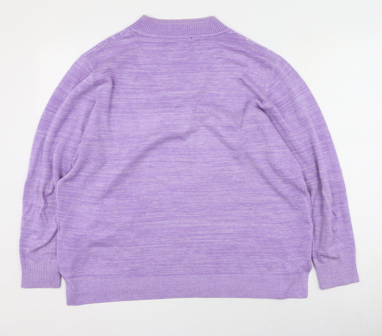 Do & Bh Womens Purple V-Neck  Cotton Pullover Jumper Size 2XL