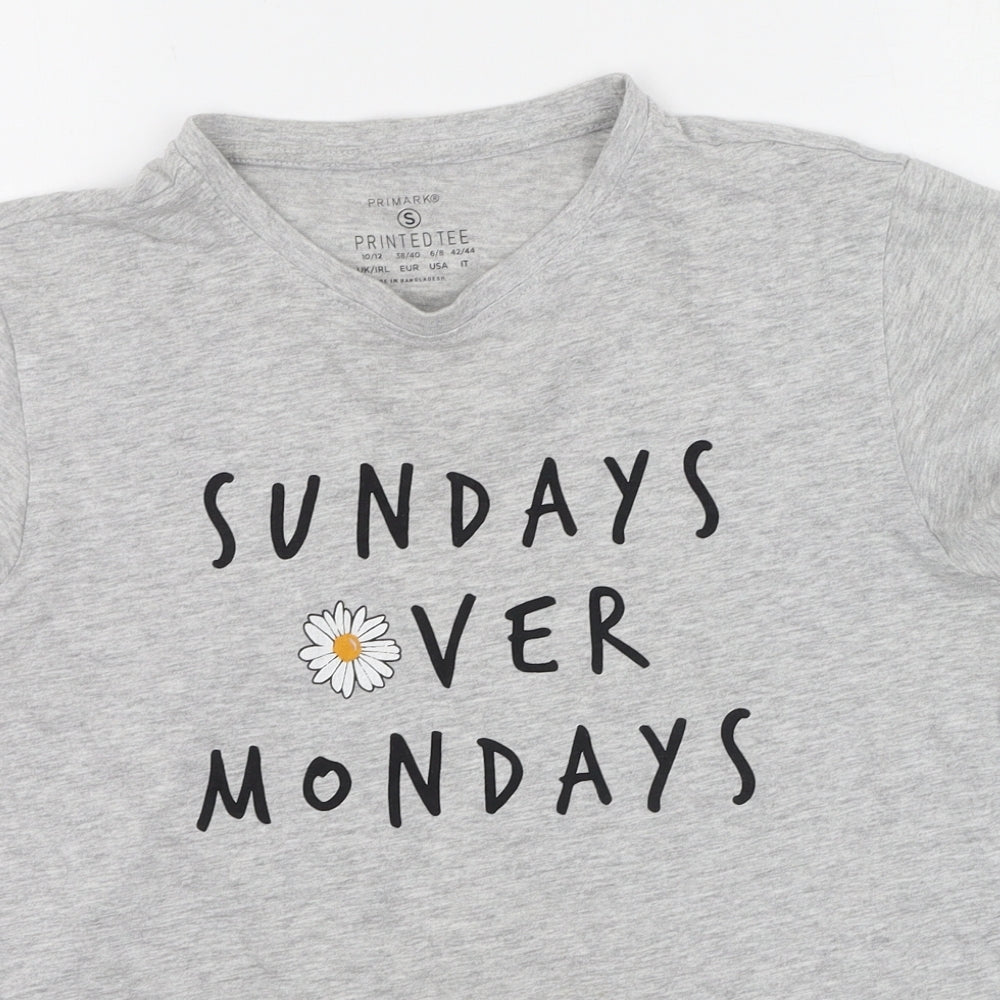 Primark Womens Grey  Cotton Basic T-Shirt Size S Round Neck