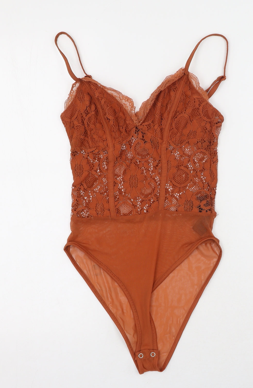 New Look Womens Orange  Nylon Camisole Tank Size 8 Scoop Neck