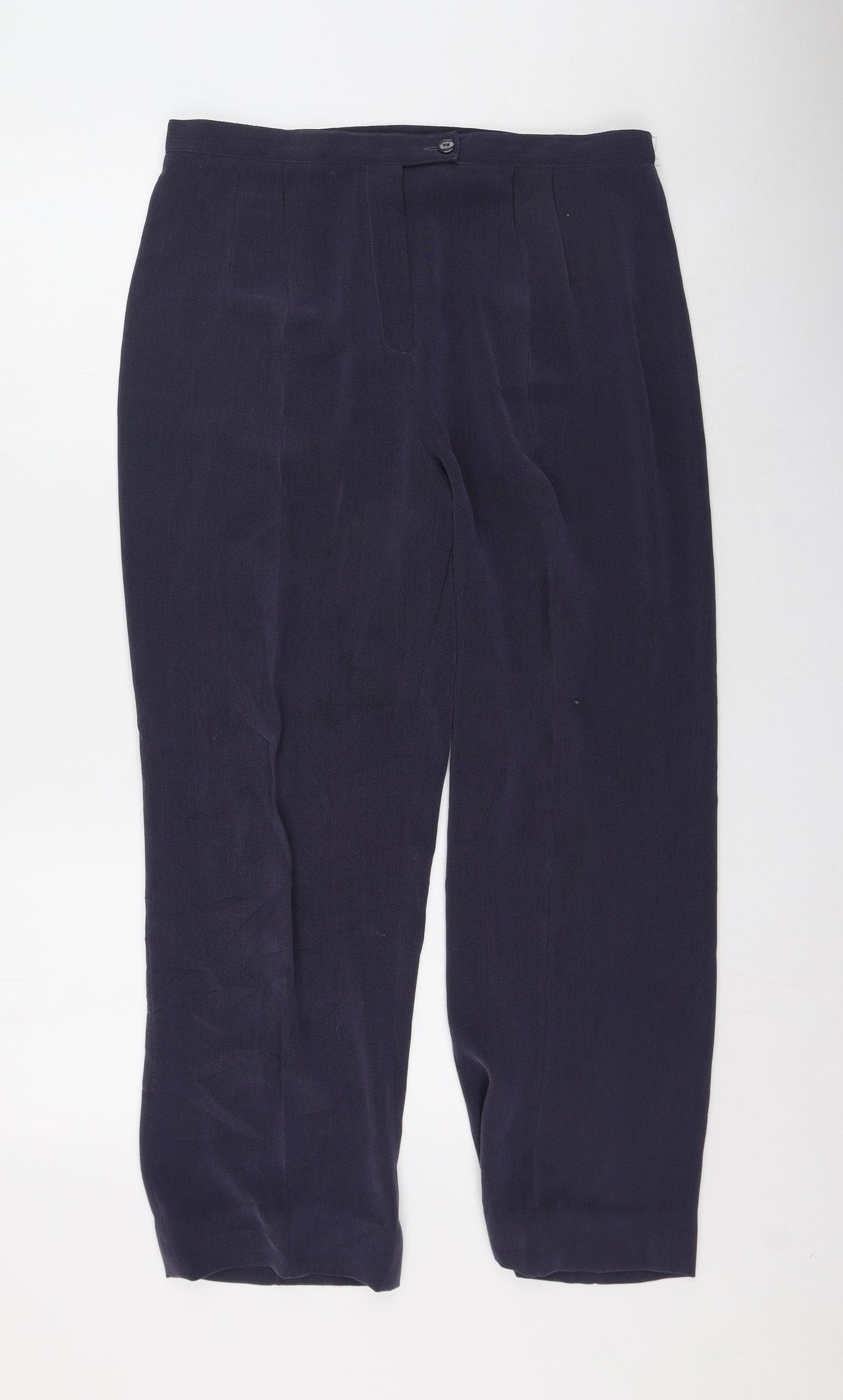 Gold Womens Blue  Polyester Trousers  Size 16 L25 in Regular Zip