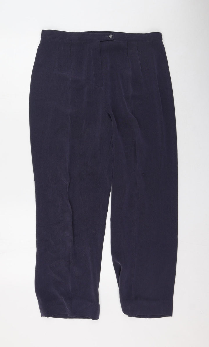 Gold Womens Blue  Polyester Trousers  Size 16 L25 in Regular Zip
