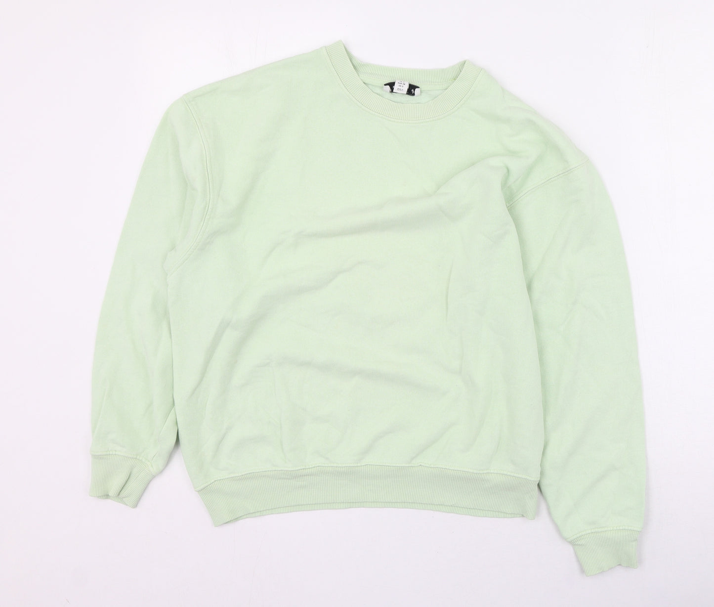 Topshop Womens Green Round Neck  Cotton Pullover Jumper Size 6