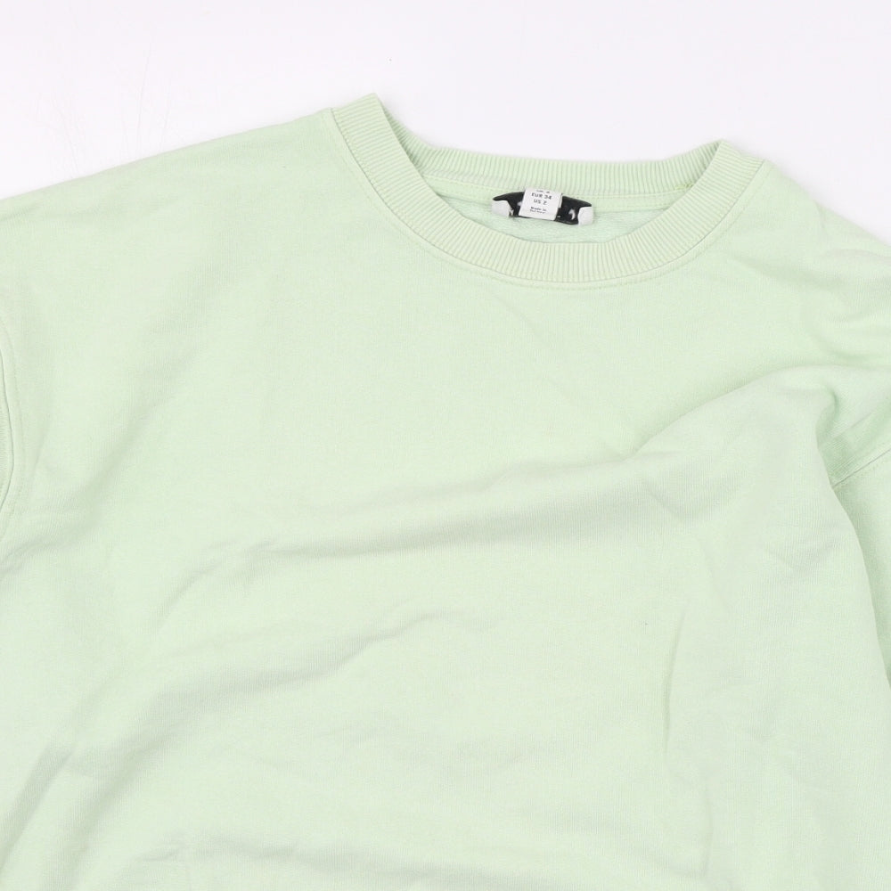 Topshop Womens Green Round Neck  Cotton Pullover Jumper Size 6