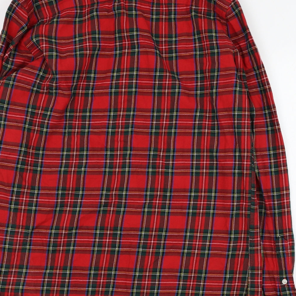 NEXT Mens Red Check Cotton  Button-Up Size M Collared Button