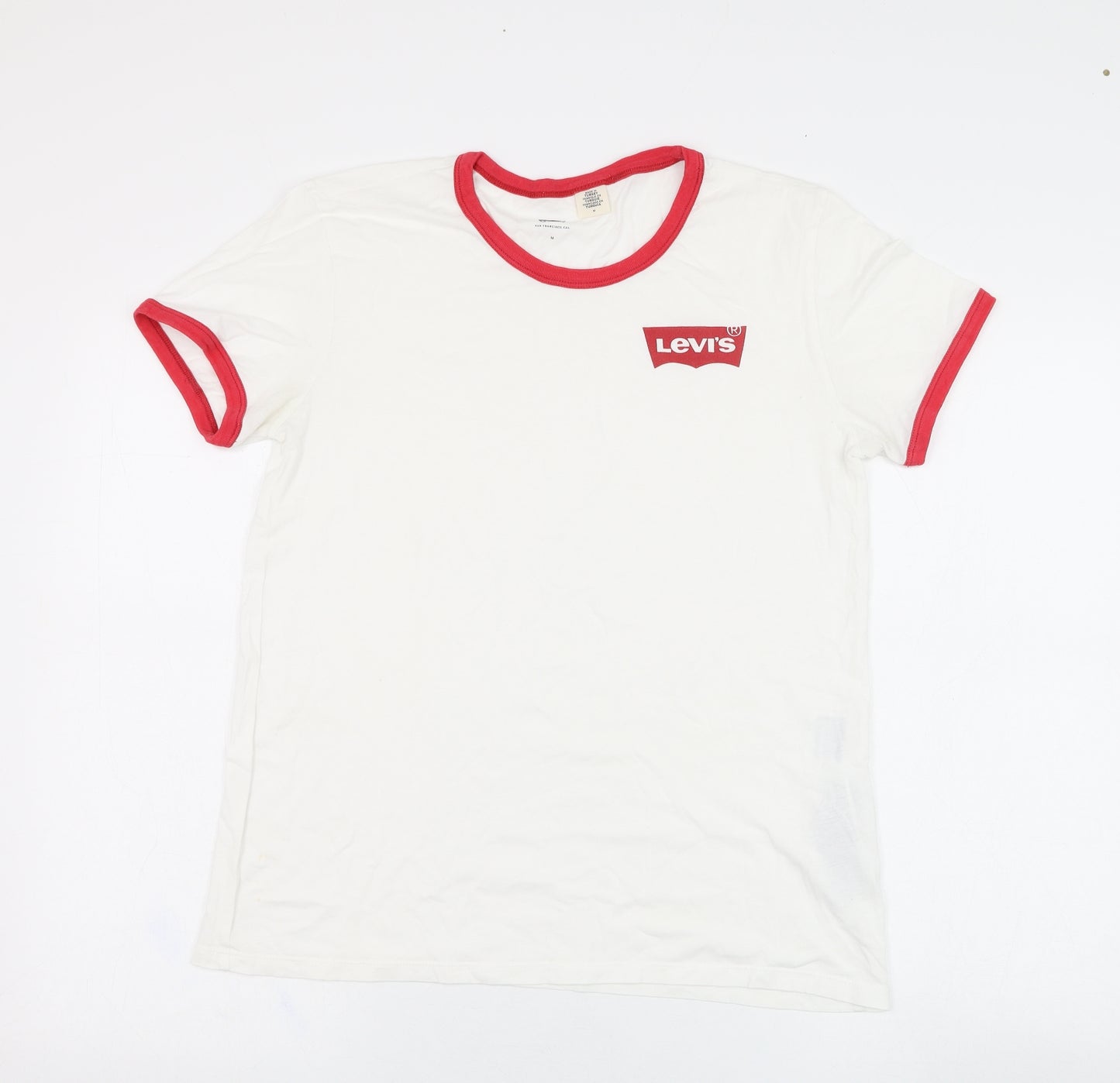 Signature by Levi Strauss & Co. Mens White  Cotton  T-Shirt Size M Round Neck