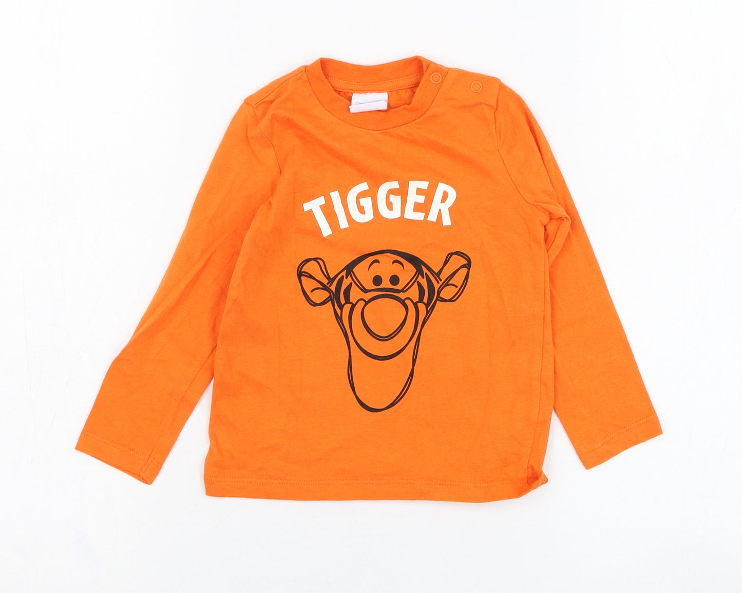 F&F Boys Orange  Cotton Basic T-Shirt Size 12-18 Months Round Neck Pullover - Tigger, Disney