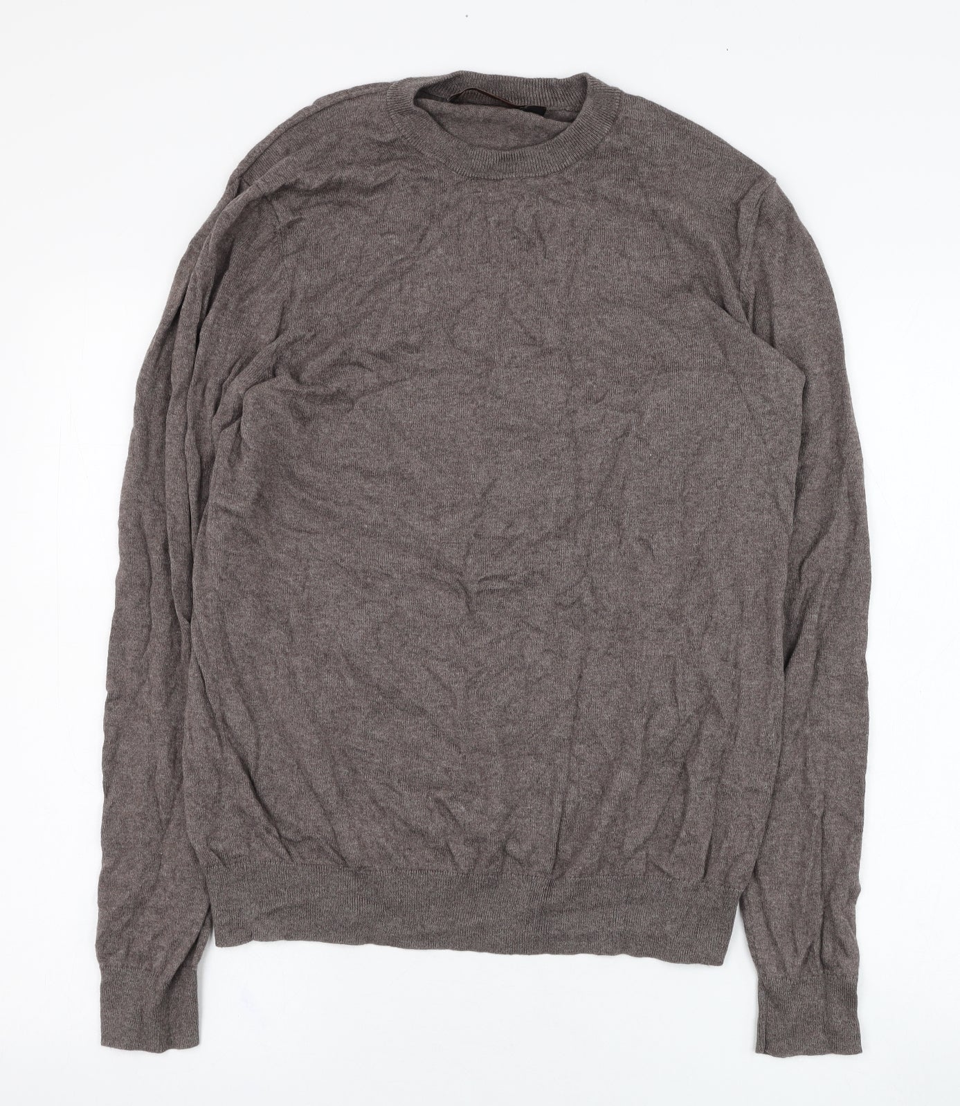 Fairlane & Sons Mens Brown Round Neck  Cotton Pullover Jumper Size M