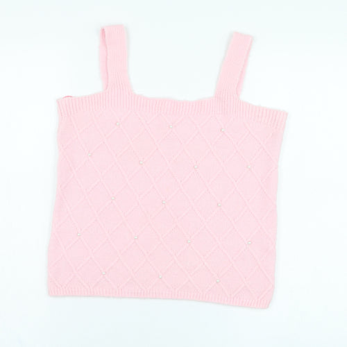 Savida Womens Pink  Acrylic Basic Tank Size M Square Neck