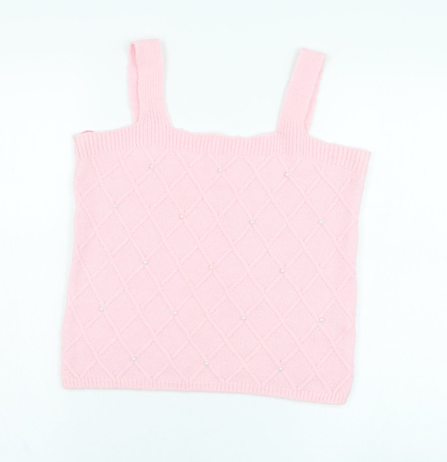 Savida Womens Pink  Acrylic Basic Tank Size M Square Neck