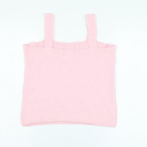 Savida Womens Pink  Acrylic Basic Tank Size M Square Neck