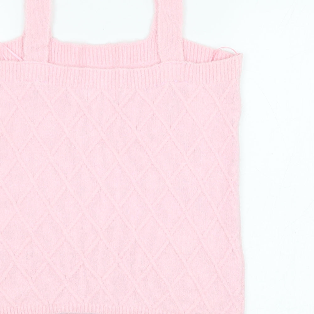 Savida Womens Pink  Acrylic Basic Tank Size M Square Neck