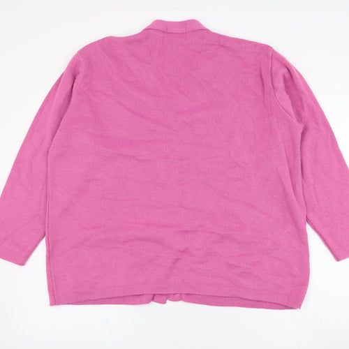 Merry Gold Womens Pink V-Neck  Acrylic Cardigan Jumper Size XL