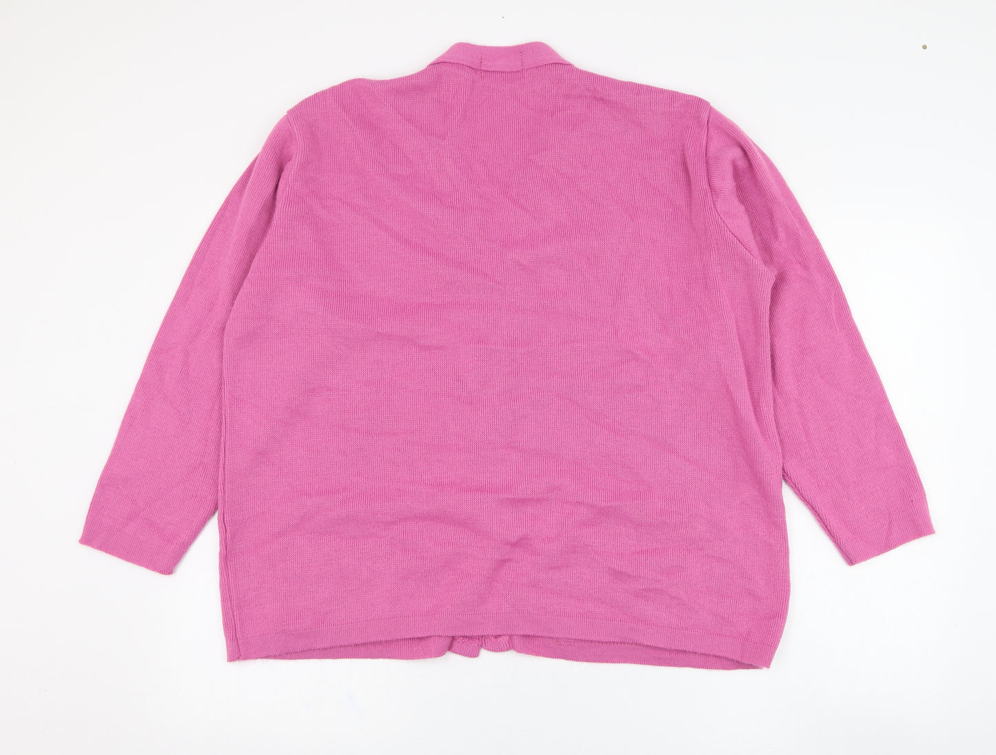 Merry Gold Womens Pink V-Neck  Acrylic Cardigan Jumper Size XL