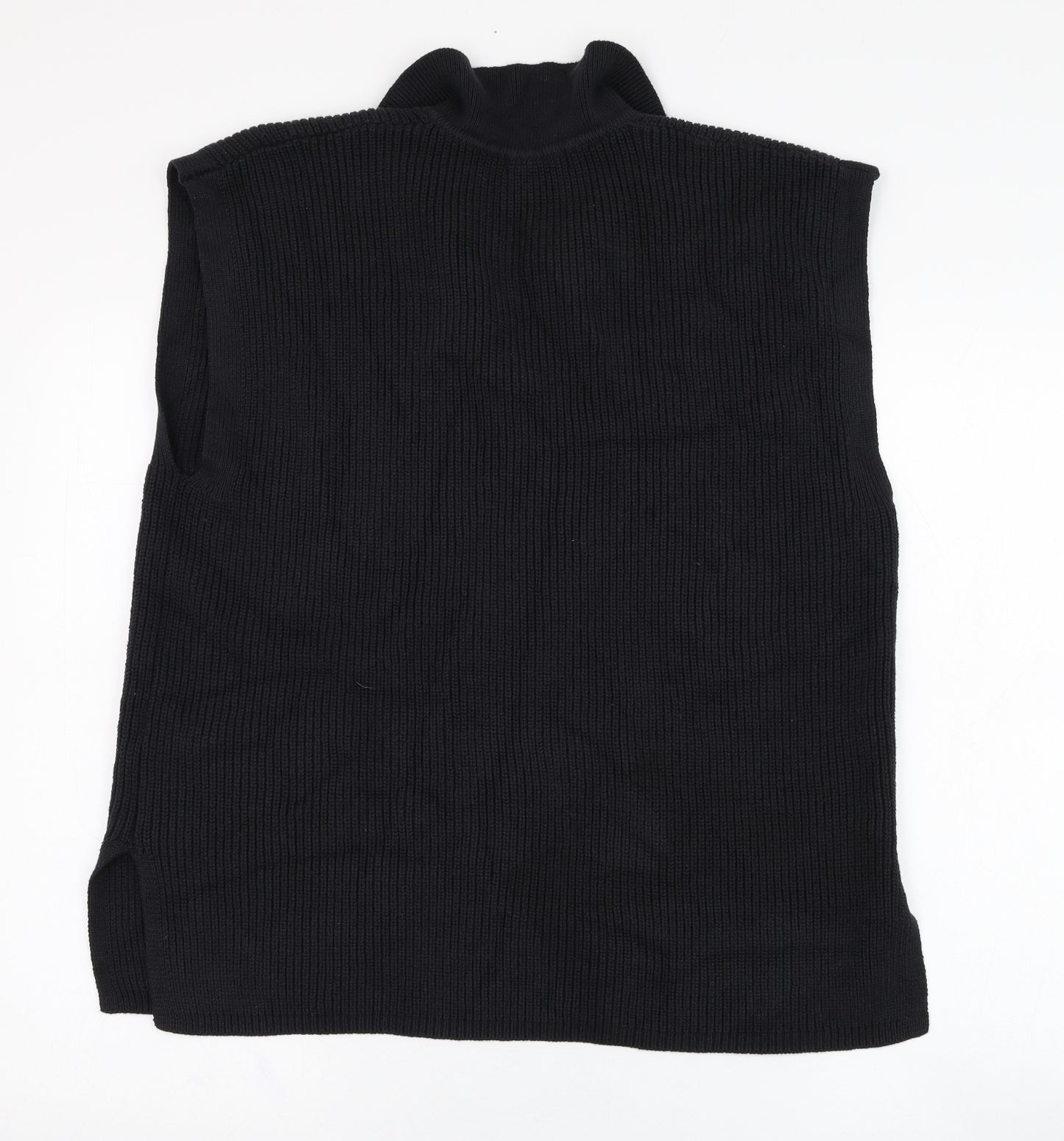Marks and Spencer Mens Black Collared  Cotton Vest Jumper Size L