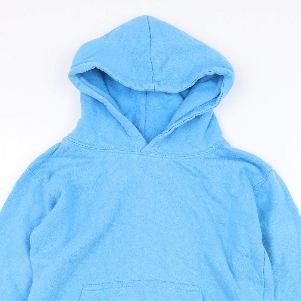 Just Hoods Boys Blue  Cotton Pullover Hoodie Size 7-8 Years  Pullover