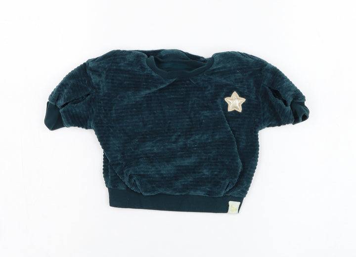 NEXT Girls Green Cotton Pullover Jumper Size 3-6 Months Pullover - Star