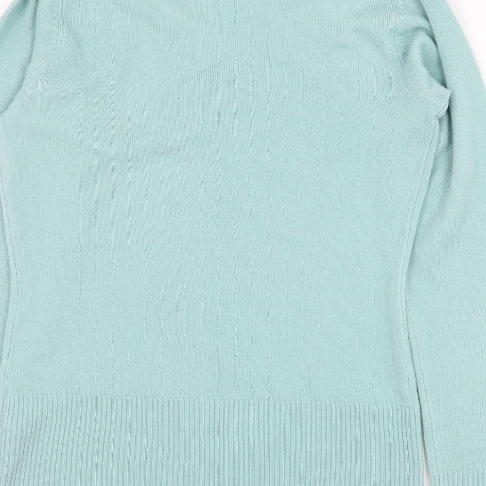 F&F Womens Green V-Neck  Acrylic Pullover Jumper Size 8