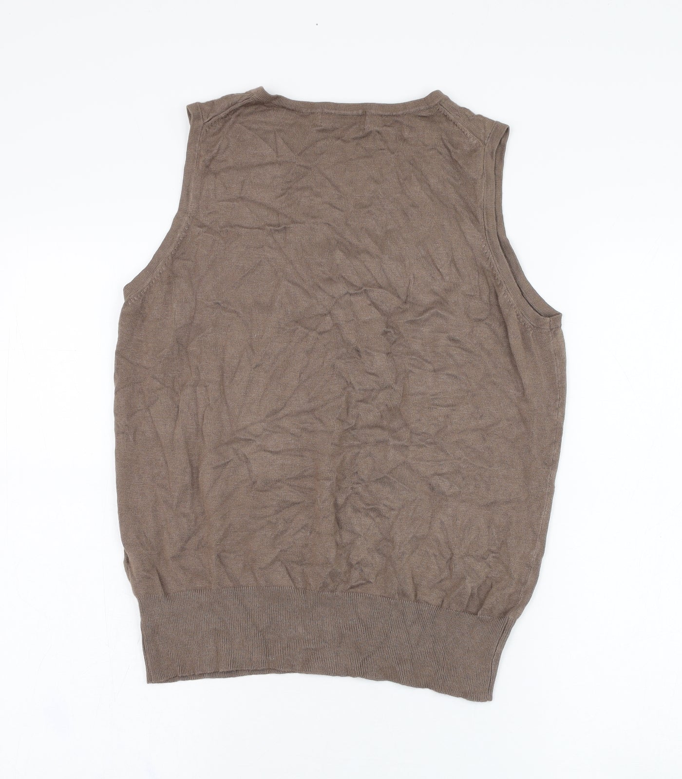 Marks and Spencer Womens Brown V-Neck  Viscose Vest Jumper Size 18