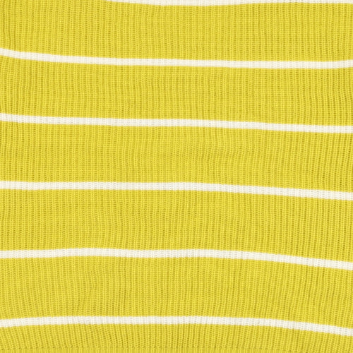 Pep&co Womens Yellow Round Neck Striped Acrylic Pullover Jumper Size M