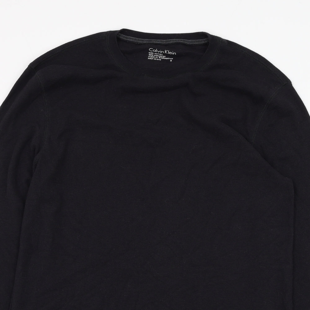 Calvin Klein Mens Black  Cotton  T-Shirt Size S Round Neck