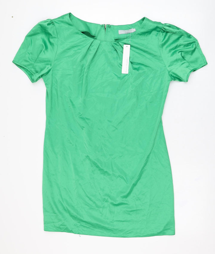Red Herring Womens Green Polyester T-Shirt Dress Size 16 Round Neck Zip