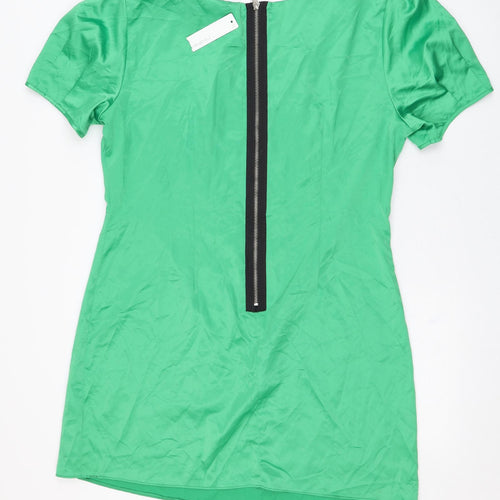 Red Herring Womens Green  Polyester T-Shirt Dress  Size 16  Round Neck Zip