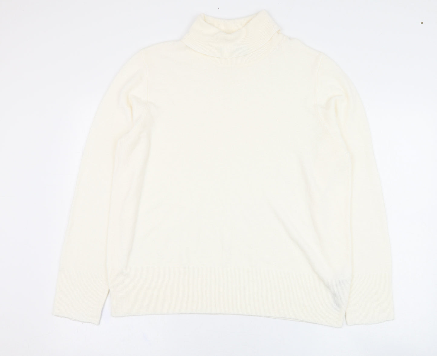 Marks and Spencer Womens Ivory Roll Neck  Acrylic Pullover Jumper Size 20