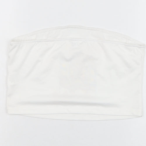 SheIn Womens White  Polyester Cropped Tank Size M Off the Shoulder - Queen of Hearts