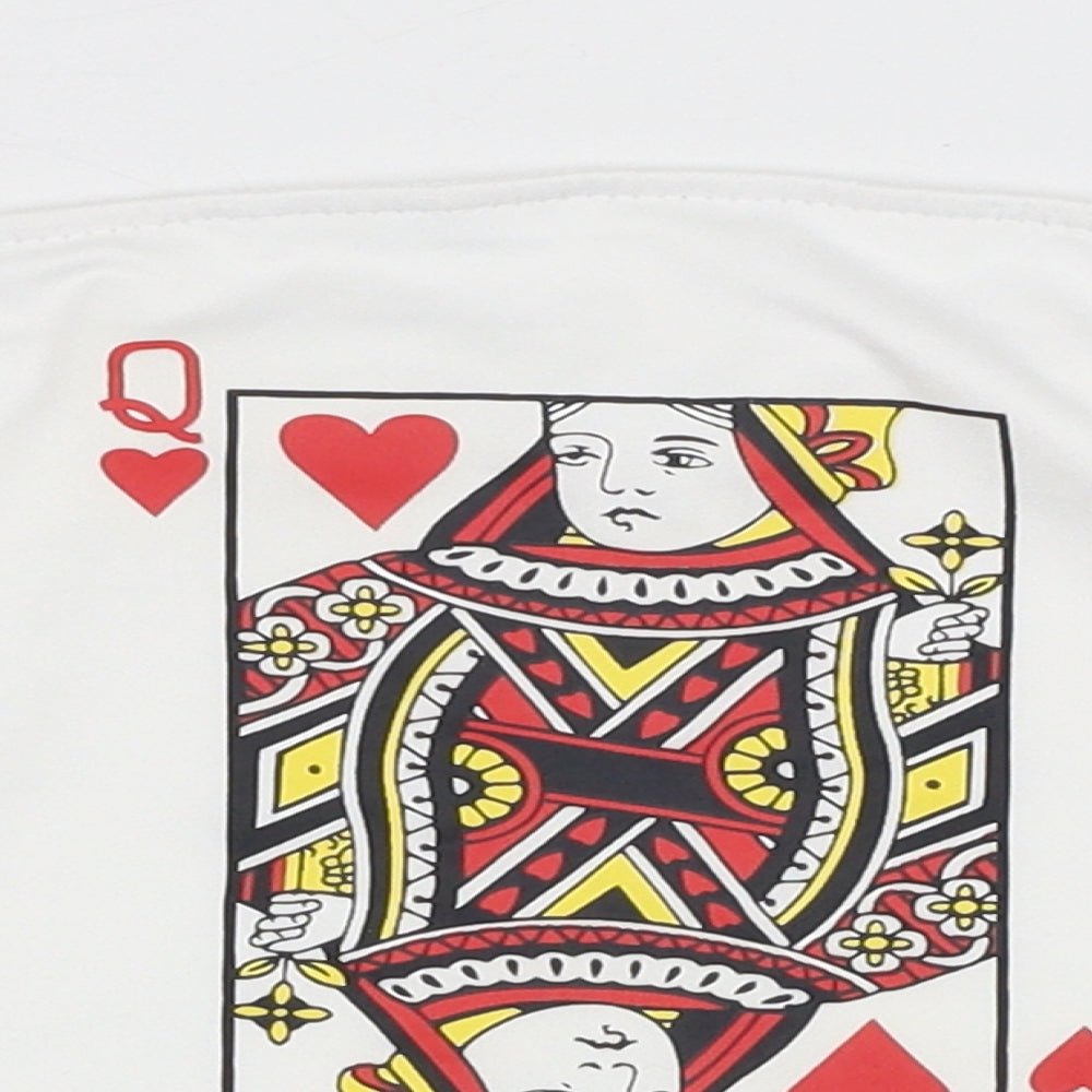 SheIn Womens White  Polyester Cropped Tank Size M Off the Shoulder - Queen of Hearts