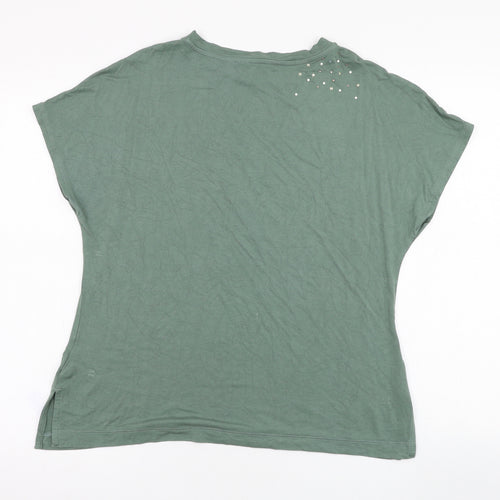 NEXT Womens Green  Viscose Basic T-Shirt Size 6 Round Neck