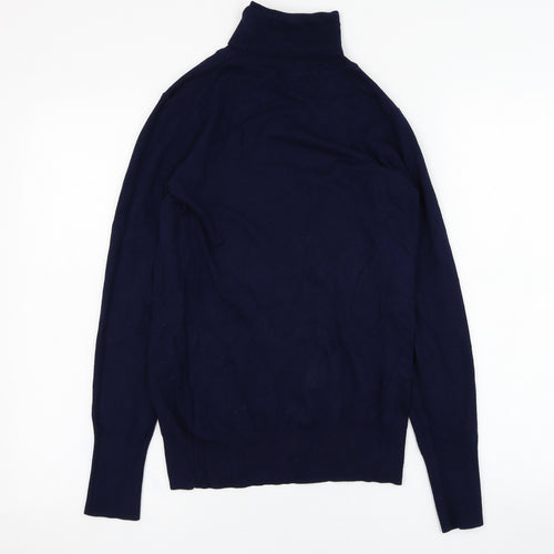 Dunnes Stores Womens Blue Roll Neck  Viscose Pullover Jumper Size 8