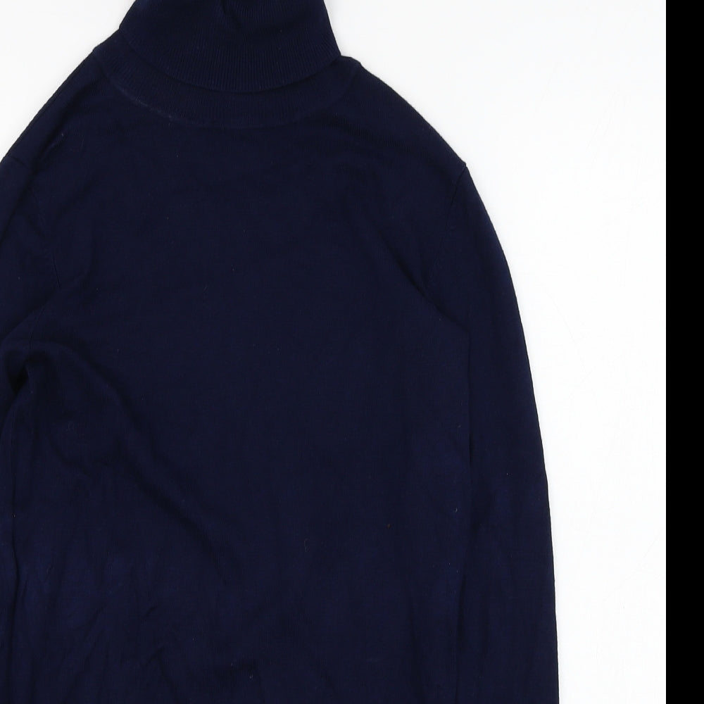 Dunnes Stores Womens Blue Roll Neck  Viscose Pullover Jumper Size 8