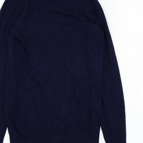 Dunnes Stores Womens Blue Roll Neck  Viscose Pullover Jumper Size 8
