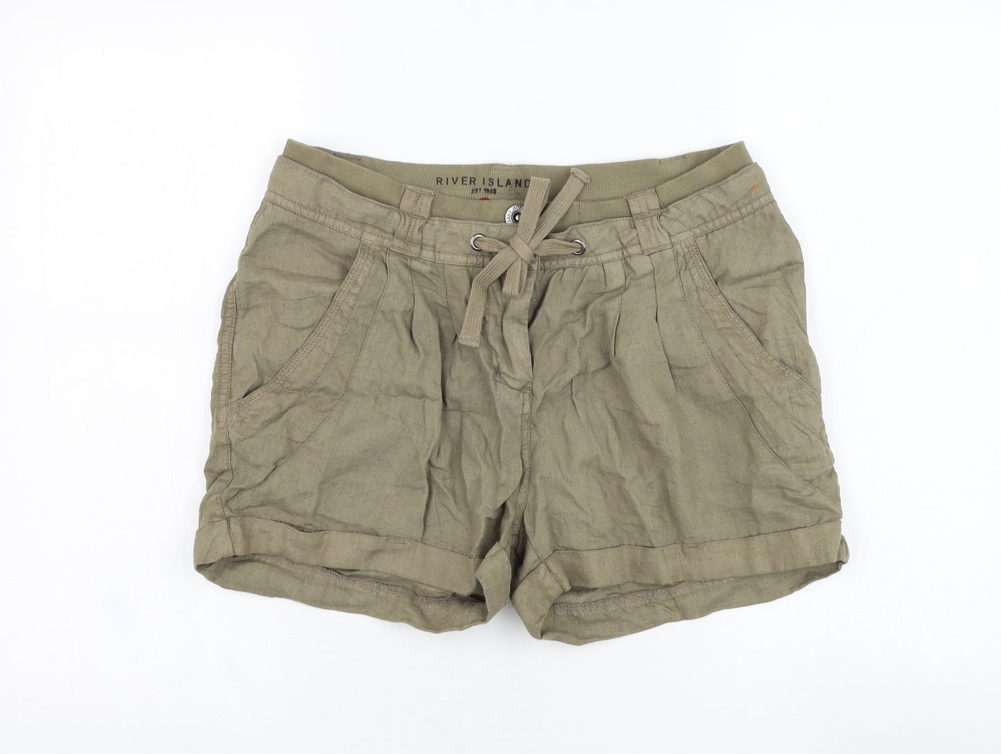River Island Womens Green  Polyester Bermuda Shorts Size 12 L3 in Regular Zip