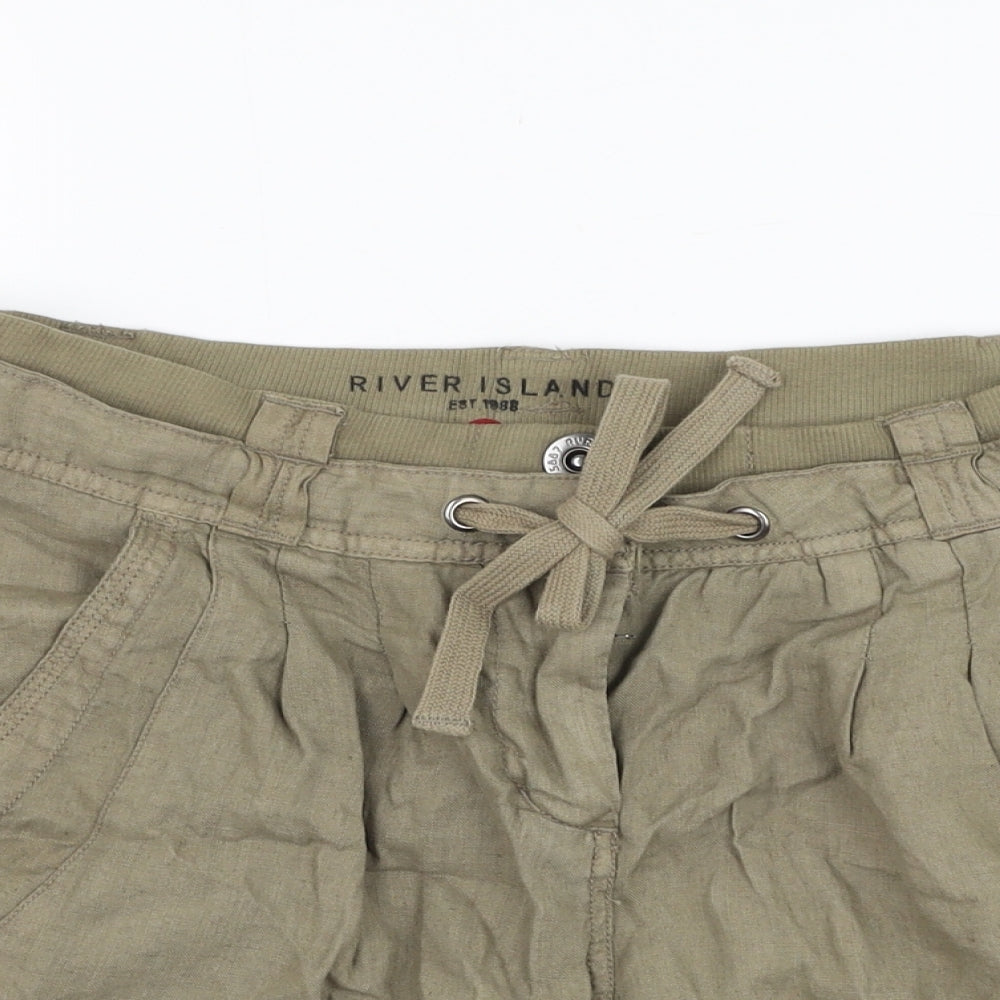 River Island Womens Green  Polyester Bermuda Shorts Size 12 L3 in Regular Zip