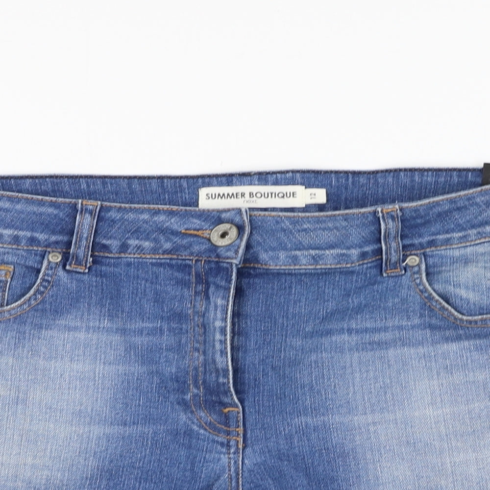 NEXT Womens Blue  Cotton Hot Pants Shorts Size 12 L3 in Regular Zip