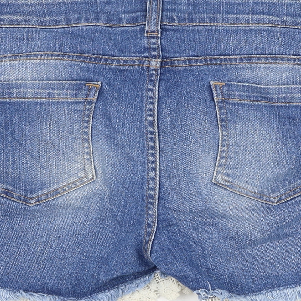NEXT Womens Blue  Cotton Hot Pants Shorts Size 12 L3 in Regular Zip