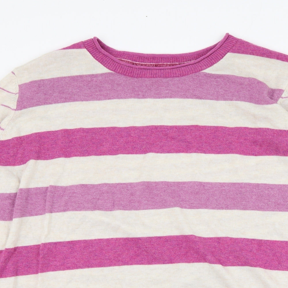 MANTARAY PRODUCTS Womens Pink Round Neck Striped Nylon Pullover Jumper Size 18