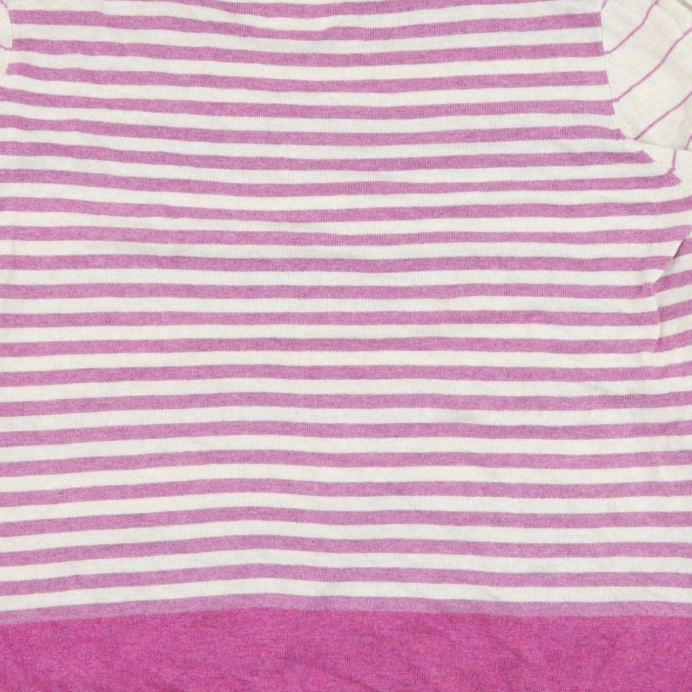 MANTARAY PRODUCTS Womens Pink Round Neck Striped Nylon Pullover Jumper Size 18