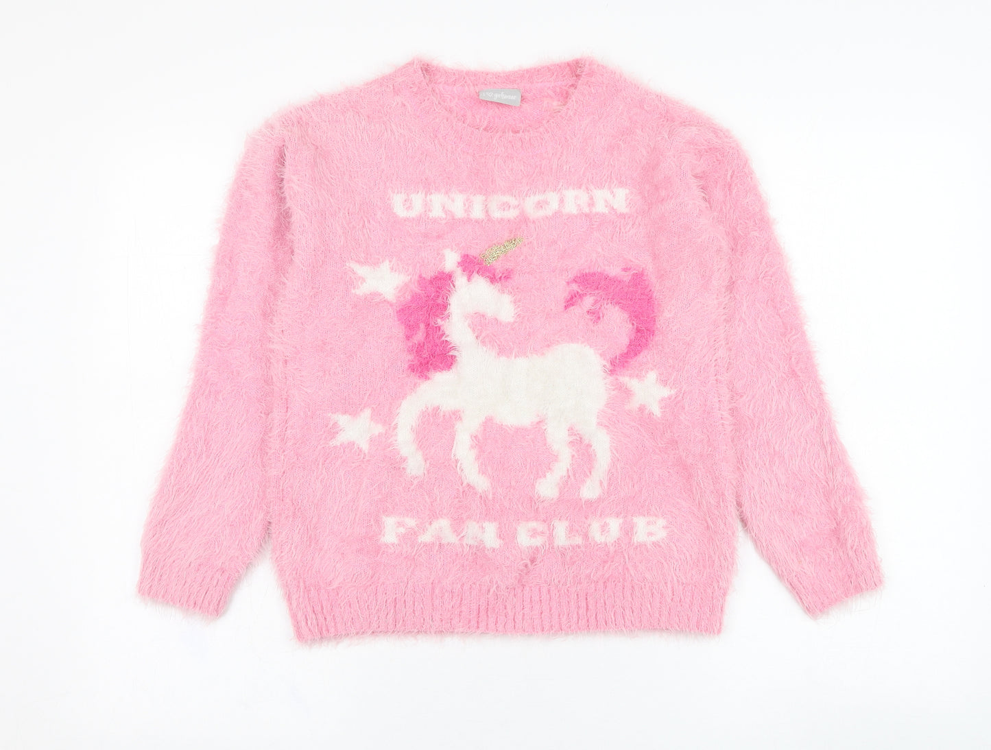 Matalan Girls Pink Round Neck  Polyamide Pullover Jumper Size 13 Years  Pullover - Unicorn