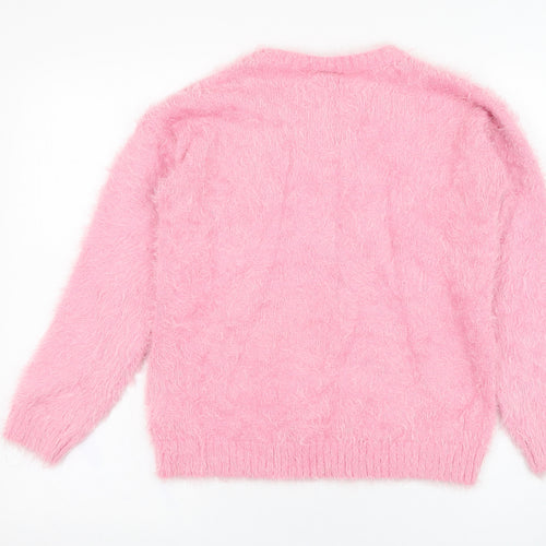 Matalan Girls Pink Round Neck  Polyamide Pullover Jumper Size 13 Years  Pullover - Unicorn