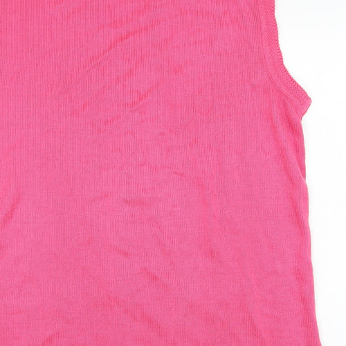 Dil knitwear Womens Pink V-Neck  Acrylic Cardigan Jumper Size L
