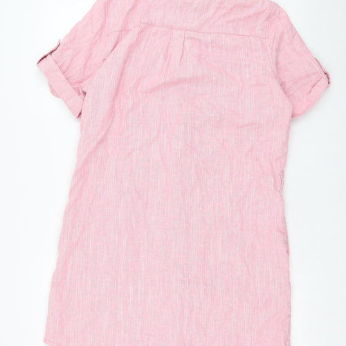 NEXT Womens Pink  Linen Shirt Dress  Size 10  Collared Button