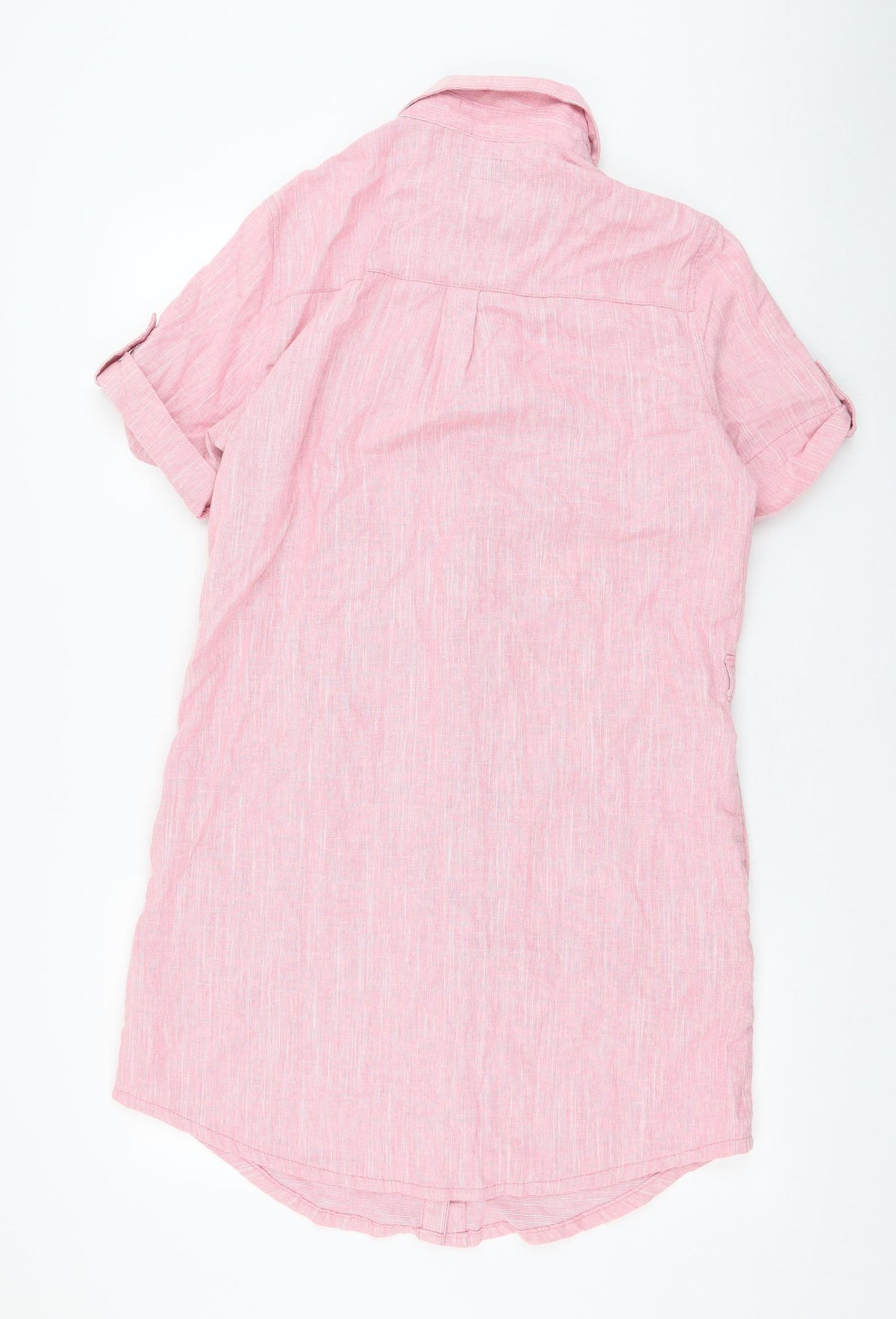 NEXT Womens Pink  Linen Shirt Dress  Size 10  Collared Button