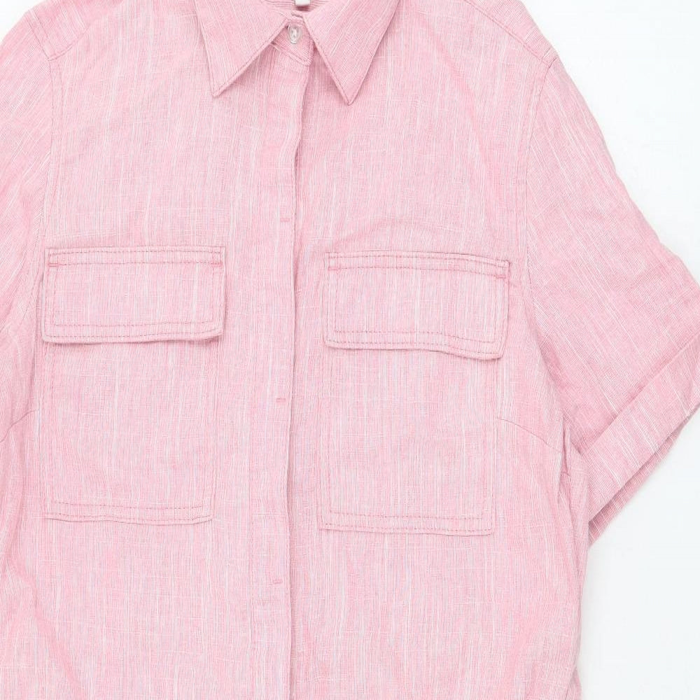 NEXT Womens Pink  Linen Shirt Dress  Size 10  Collared Button