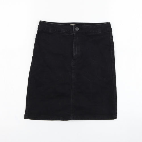 Primark Womens Black  Cotton Straight & Pencil Skirt Size 6   Zip